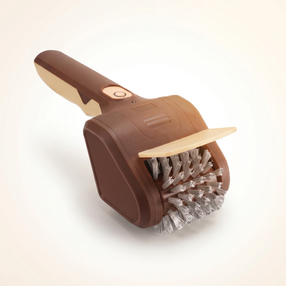 Grill Gather cordless electric grill brush - brown and beige, stainless steel bristles